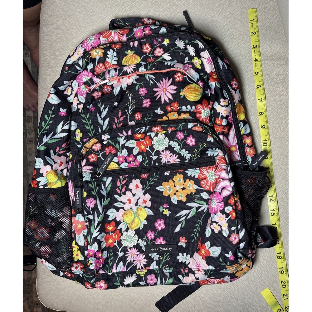 Vera Bradley Lighten Up Large Tangerine Twist Floral print Laptop Backpack
